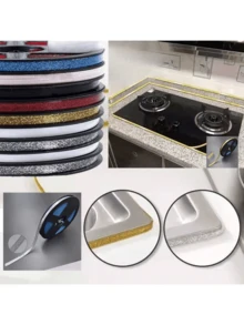 1Roll 3.28/6.56 Yards Caulk Strip Self Adhesive Bathroom Corner Ceramic Tile Caulking Gap Tape Moulding Trim Strips Decorative Sealing Sealant Tape For Stove Sink Toilet Bathtub Wall Edge(Silver Golden Black White) - Multicolor - View 1