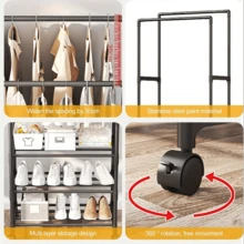 1 Giá treo quần áo thẳng đứng dễ lắp ráp hai hàng (có hoặc không có bánh xe), Giá treo quần áo và mũ độc lập, Tủ giày và mũ đa năng, Giá treo quần áo bằng kim loại chịu lực, Giá lưu trữ tiết kiệm không gian cho gia đình, nhà cho thuê, phòng khách, phòng ngủ, tủ quần áo đi bộ - Nhiều màu - Xem 10