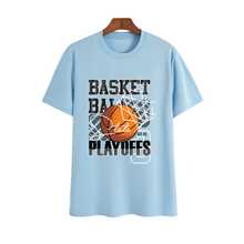 Unisex "Playoffs" T-Shirt – Street Sport Style With Basketball Print And Premium Fabric - 淺藍色 - 查看 3