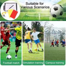 裁判卡套装，体育裁判装备，足球红黄牌哨子，带钱包记分表铅笔配件，适用于足球比赛运动。