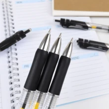 5pcs Press-Type Gel Pen, Retractable Signature Pen, Replaceable Refill, Press-Type Blue-Black-Red Pen, Bullet Tip Gel Pen, School Office Supplies, Stationery - Multicolor - View 2