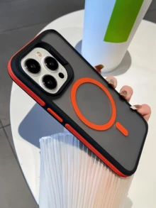 Nueva funda magnética mate de dos colores, compatible con iPhone 17 Air 16 15 14 13 12 11 Pro Max, protección contra golpes y carcasa dura - Naranja - Ver 11