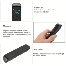 Termómetro de frente infrarrojo Gen Digital - Sin contacto, pantalla digital, funciona con pilas (pilas AAA no incluidas), medición precisa de la temperatura para uso doméstico y al aire libre, termómetro para el hogar, monitoreo de la salud al aire libre, dispositivo de salud moderno - Negro - Ver 7