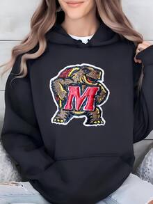 Womens Vintage Maryland Terrapins Strapback Hat Cap Red Ncaa Adjustable Wool Acc Terps Hoodie - Black - View 1