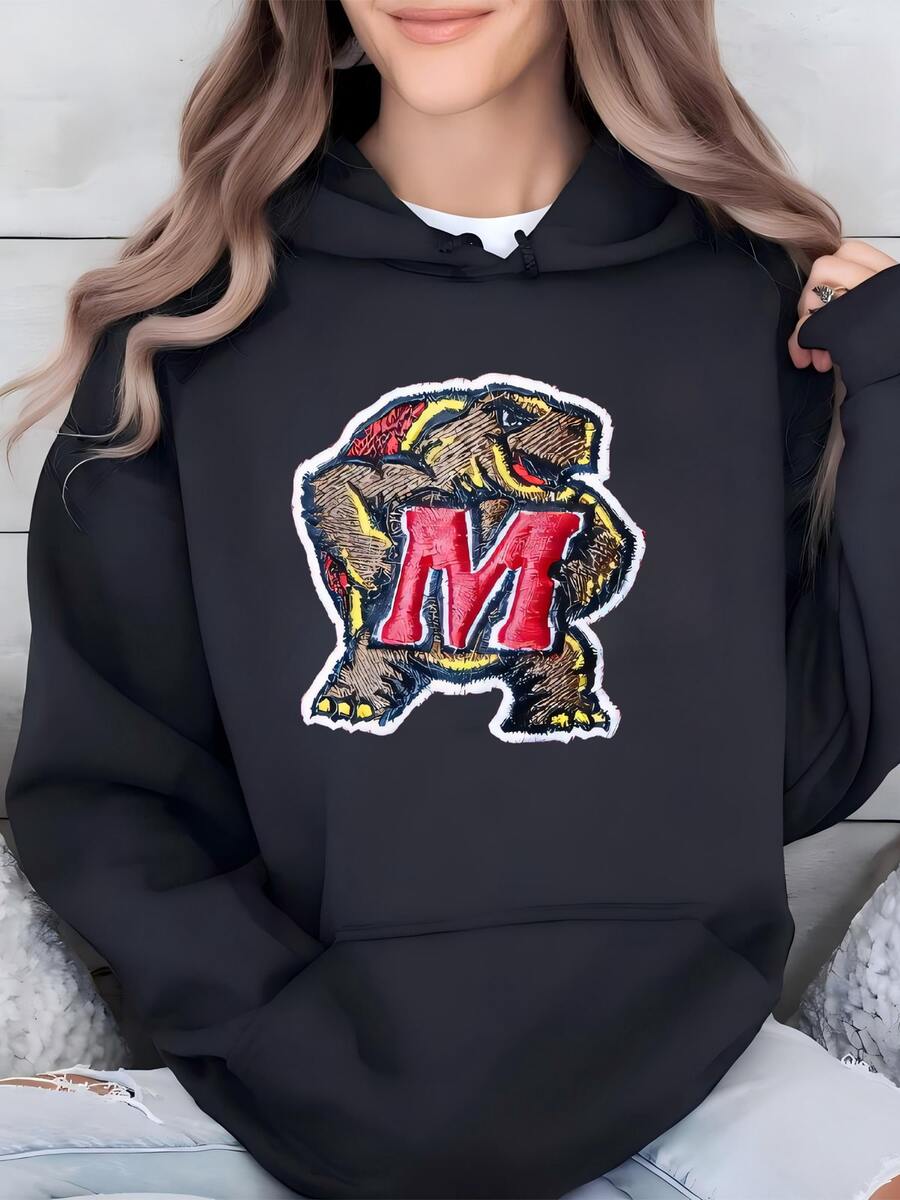 Womens Vintage Maryland Terrapins Strapback Hat Cap Red Ncaa Adjustable Wool Acc Terps Hoodie - Black - View 1