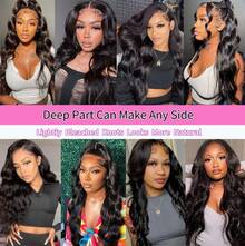 30 Inch Body Wave Lace Front Wigs Human Hair Pre Plucked 13x4 Hd Transparent Lace Frontal Body Wave Human Hair Wig For Women 200 Density Natural Black Bye Bye Knots Cheap - Natural Black - 查看 8