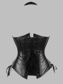 1pc Halloween/Christmas Party Sexy Black Top With Adjustable PU Waist Belt, Slimming And Lifting, Suitable For Holiday Parties - Multicolor - View 1