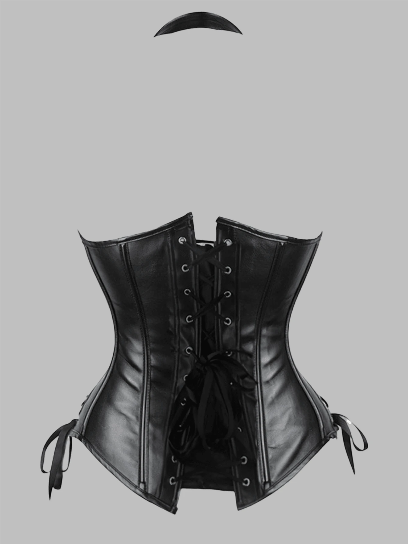 1pc Halloween/Christmas Party Sexy Black Top With Adjustable PU Waist Belt, Slimming And Lifting, Suitable For Holiday Parties - Multicolor - View 1