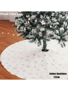 Falda para árbol de Navidad de 24/30/50 pulgadas con bordado de copos de nieve, decoración navideña, fiesta festiva - Multicolor - Ver 26