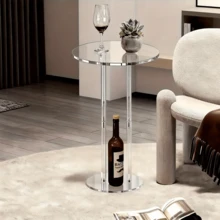 一套亚克力咖啡桌，易于组装，可拆卸沙发边桌，适用于卧室、客厅、咖啡厅 - 彩色 - 查看 3