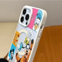 Disney Disney. ‌   Cartoon Character Themed Phone Case Featuring Iconic Figures Like Mickey Mouse And Donald Fauntleroy Duck. Designed With A Vibrant Collage Style. Compatible With 17, 16, 15, 14, 13, 12, And 11 Pro Models, With Shockproof Protection. A Perfect Gift For Family, Frids, Birthdays, Holidays, And Fans Of Classic Cartoons..Christmas Accessories. - trắng - Xem 6