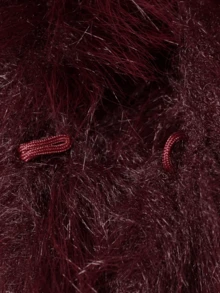 Seelio Autumn/Winter New Women's French Fashion Minimalist Versatile Round Neck Long Sleeve Faux Fur Effect Short Jacket Coat - Burgundy - View 8