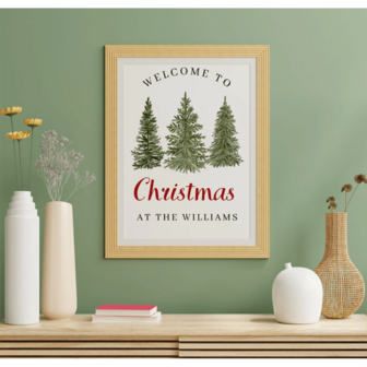 1pc Personalised Surname Christmas Tree Print