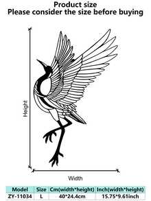 1pc Iron Crane Decoration Set, Crane Bird Decor, Unique Living Room Decoration, Bird Wall Hanging, Outdoor Wall Decor, Large Bird Wall Art - Multicolor - View 15