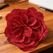 1 Stück große künstliche Samt-Pfingstrose mit Flachrücken und Schlaufe, Heimdekoration, Hochzeitsfensterausstellung, Fotostudio-Shooting, burgunderrote künstliche große Rosenblume