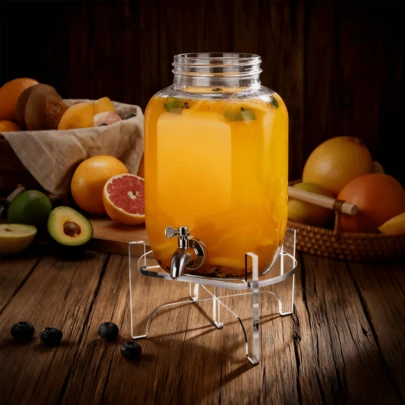 1个透明亚克力饮料架，饮料分配器，果汁容器支架，易于安装和拆卸，适用于生日派对、婚礼、斋月、厨房、家庭、餐饮活动
