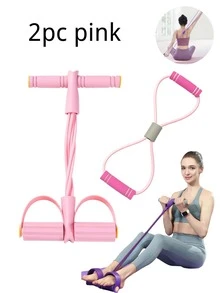 4-Tube Yoga Pedal Resistance Bands For Home Workout - Stretchable Drawstring For Full Body Training, Abdominal Sculpting, Rowing And Flexibility Exercises, Stackable Fitness Equipment For Yoga And Body Shaping, Figure Of Eight, Pull-Up Band, Thigh Exerciser, Gym, Sweating, Pilates. - Multicolor - View 6