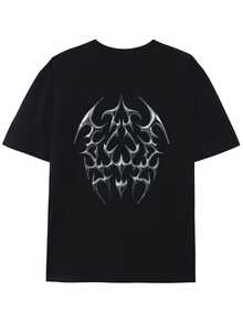 T-Shirt Black Gothic Bat Wings Graphic Oversized T-Shirt, Classic Unisex Shirt Short Sleeve Tshirts - màu đen - Xem 1