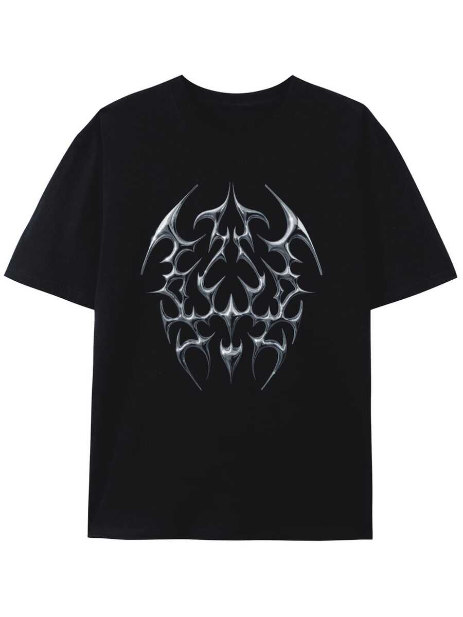 T-Shirt Black Gothic Bat Wings Graphic Oversized T-Shirt, Classic Unisex Shirt Short Sleeve Tshirts - màu đen - Xem 1