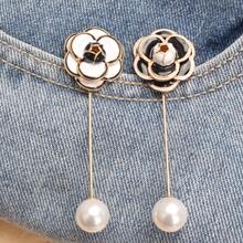 Vintage Camellia Brooch Set, Gold-Toned Craft With Enamel, Pearl & Intricate Detailing, Fashion-Forward Statement Accessory For Enthusiasts, Ideal For Outfits, Bags & Styling - màu đen - Xem 7
