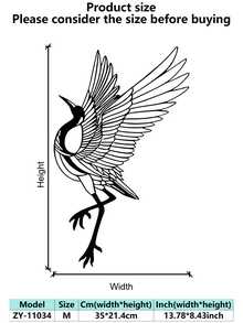 1pc Iron Crane Decoration Set, Crane Bird Decor, Unique Living Room Decoration, Bird Wall Hanging, Outdoor Wall Decor, Large Bird Wall Art - Multicolor - View 12