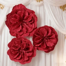 1 Stück große künstliche Samt-Pfingstrose mit Flachrücken und Schlaufe, Heimdekoration, Hochzeitsfensterausstellung, Fotostudio-Shooting, burgunderrote künstliche große Rosenblume