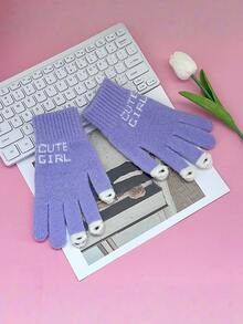 1 Pair Of Cute Cartoon Touchscreen Winter Gloves For Women - Elastic Full-Finger Design, Warm And Cold-Proof Thermal Lined Suitable For Outdoor Activities, Daily Use, And Holiday Seasons (Hand Wash Only), Essential For Cold Weather - Multicolor - View 14