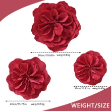 1 Stück große künstliche Samt-Pfingstrose mit Flachrücken und Schlaufe, Heimdekoration, Hochzeitsfensterausstellung, Fotostudio-Shooting, burgunderrote künstliche große Rosenblume