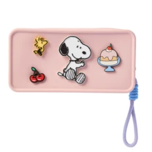 Miniso Snoopy Rectangular Makeup Bag, Silicone Cosmetic Pouch With Zipper, Cute Peanuts Travel Toiletry Bag For Women - Baby Pink - View 5