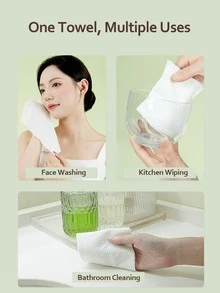 Amortals 70 piezas de toallitas faciales desechables de color blanco, toallas desmaquillantes de doble cara, súper absorbentes y elásticas, adecuadas para principiantes, maquilladores, regalos, citas, bodas, Navidad, Halloween, Acción de Gracias, graduación, cumpleaños, fiestas, playa, campamento, eventos al aire libre, decoraciones, cosplay de chica rosa, cosméticos de alta gama, fiestas de belleza - Blanco - Ver 9