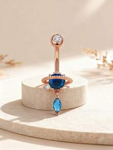 1pc Women's Sexy Fashion Artificial Zirconia Starry Sky Navel Ring, Piercing Jewelry Suitable For Beach, Party, Holiday Themed Outfits And Personalized Styling - Starry Sky - View 4