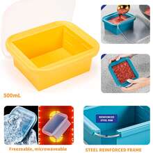 Bandeja de congelador de silicona con tapa, molde para congelar sopa, bandeja de cubitos de hielo de silicona extra grande, recipiente de almacenamiento de alimentos para congelar y almacenar sopas, caldos, salsas y sobras, recipiente reutilizable para preparación de comidas - Multicolor - Ver 13