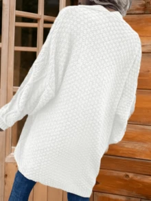 Womens Oversized Open Front Cable Knit Lantern Long Sleeve Chunky Cardigan Sweaters Cozy Fall And Winter Outwear Coats For Everyday Wear Christmas Work & Office Chic - 白色 - 查看 3