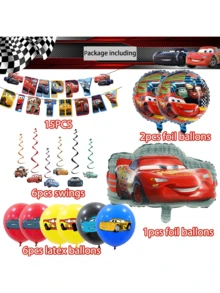 Aluminum Foil Balloon Set, Racing Banner, Swing, Racing Theme Birthday Party Decorations, Home And Party Decorations - Multicolor - View 5