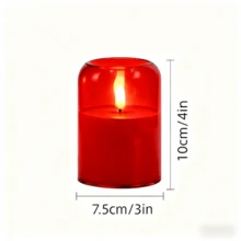 3pcs Acrylic Flameless Candles With Remote Control, Battery Powered LED Simulated Candles With Timer Function, Warm Light Decoration Lamp For Valentine's Day, Wedding, Holiday Party And Home Decor - Red - View 10