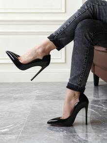MERUMOTE 4.72"/12CM Slip On High Heels For Women Closed Pointed Toe Stilettos Sexy Wedding Party Pumps - màu đen - Xem 1