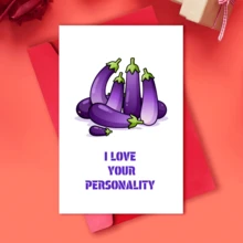 1pc Hilarious Eggplant Valentine's Day Card Amusing Love Card- Perfect For Husband Or Boyfriend, Funny Anniversary Love Note, Cartoon Design, Paper Crafted 'I Love Your Personalized' ﻿ - one-size - View 5