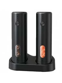 电动可充电盐和胡椒研磨器套装，顶部注料式自动胡椒研磨器，粗细可调，易于注料，容量大，带LED指示灯，是家庭厨房的理想之选 - 研磨器A - 查看 11