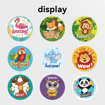 500 miếng/cuộn, hình động vật, dùng để động viên và khích lệ, là món quà nhỏ lý tưởng. Thích hợp cho lễ Phục Sinh. Nhãn dán tự làm. Chúc mừng Ngày của Mẹ, thích hợp để trang trí bao bì quà tặng, trang trí cốc, trang trí món tráng miệng, trang trí văn phòng phẩm, dán phong bì và các loại nhãn dán trang trí khác.