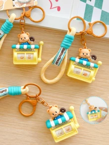 Butterbear Donut Shop Keychain – Cute 3D Cartoon PVC Key Ring For Bags, Backpacks, Car Keys Or Purses, Adorable Rotatable Donut Shop Design With Butterbear, Durable Kawaii Accessory For Teens, Pop Culture Fans & Collectors, Perfect For Daily Use, Matching Outfits, And As Birthday, Holiday, Christmas Or Special Occasion Gift - Butter Bear - Sweet House - View 6