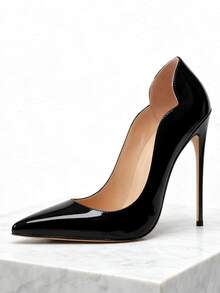 MERUMOTE 4.72"/12CM Slip On High Heels For Women Closed Pointed Toe Stilettos Sexy Wedding Party Pumps - màu đen - Xem 4