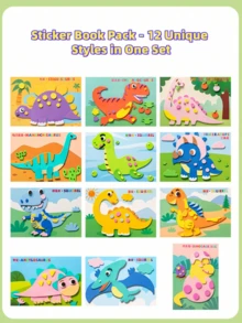 12片EVA泡沫3D贴纸 - 儿童DIY手工项目 | 卡通动物教育贴纸 | 儿童绘画套装 | 创意艺术活动套装，激发动手能力的趣味礼物 - 彩色 - 查看 4