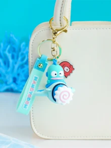 Sanrio Hangyodon Rotating Plane Keychain, Licensed 3D Cartoon Design, Adorable Rotatable Plane Shape with Hangyodon Elements, High-Quality Material, Durable Keyring, Bag/Car Keys Ornament, Kawaii Cartoon Accessory, Ideal for for Youth/Sanifto Giasd Great for Daily Matching & Gifting - Hangyodon - 查看 3