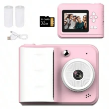 Cámara de impresión instantánea con pantalla de 2.4" - Impresora fotográfica portátil multifunción, calidad de 1080P, batería recargable de ión-litio de 1300mAh, doble alimentación por USB, impresión de etiquetas, enfoque automático e impresión instantánea - Adecuada para ocasiones especiales y regalos