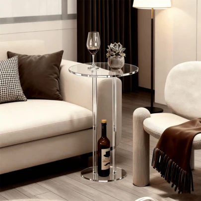 1 Set Acrylic Coffee Table, Easy Assembly Detachable Sofa Side Table Suitable For Bedroom, Living Room, Cafe