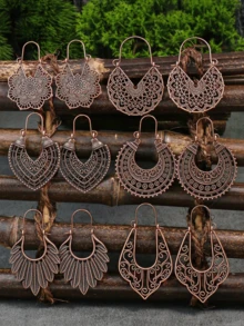 TopHanqi 6對鏤空圓耳環