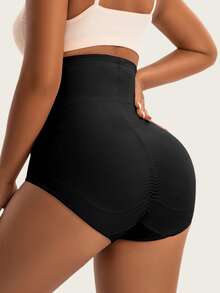 1件装女士高腰透气塑形短裤，收腹提拉塑形短裤，适合日常穿着、训练或运动。