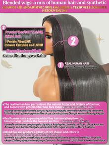 200% Density 13x4 High-Definition Lace Front Wig, Straight Lace Front Wig, 100% Brazilian Human Blended Hair Wig, Natural Style 13x4 Glue-Free Full Lace, Pre-Pulled Lace Wig, With Baby Hair, Swiss High-Definition Lace - Natural & Black - View 10