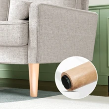 2-Sitzer Sofa mit Kissen und Armlehnen, Federkern-Sitzkissen, Moderne Couch für kleines Wohnzimmer, Apartment, Büro oder Schlafzimmer, Einfache Montage, 121x87x77 cm, Komprimierte Verpackung, Beige - Beige - Übersicht 5