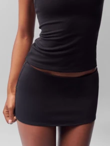 Women's Y2k Mini Skirts Solid Color Low Waist Short Skirts Summer Casual Bodycon Skirts Streetwear - 黑色 - 查看 7